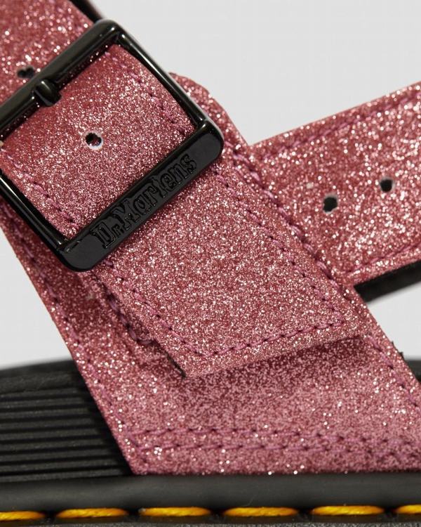 Dr Martens Dámské Sandály Voss Fine Glitter Růžové, CZ-347590